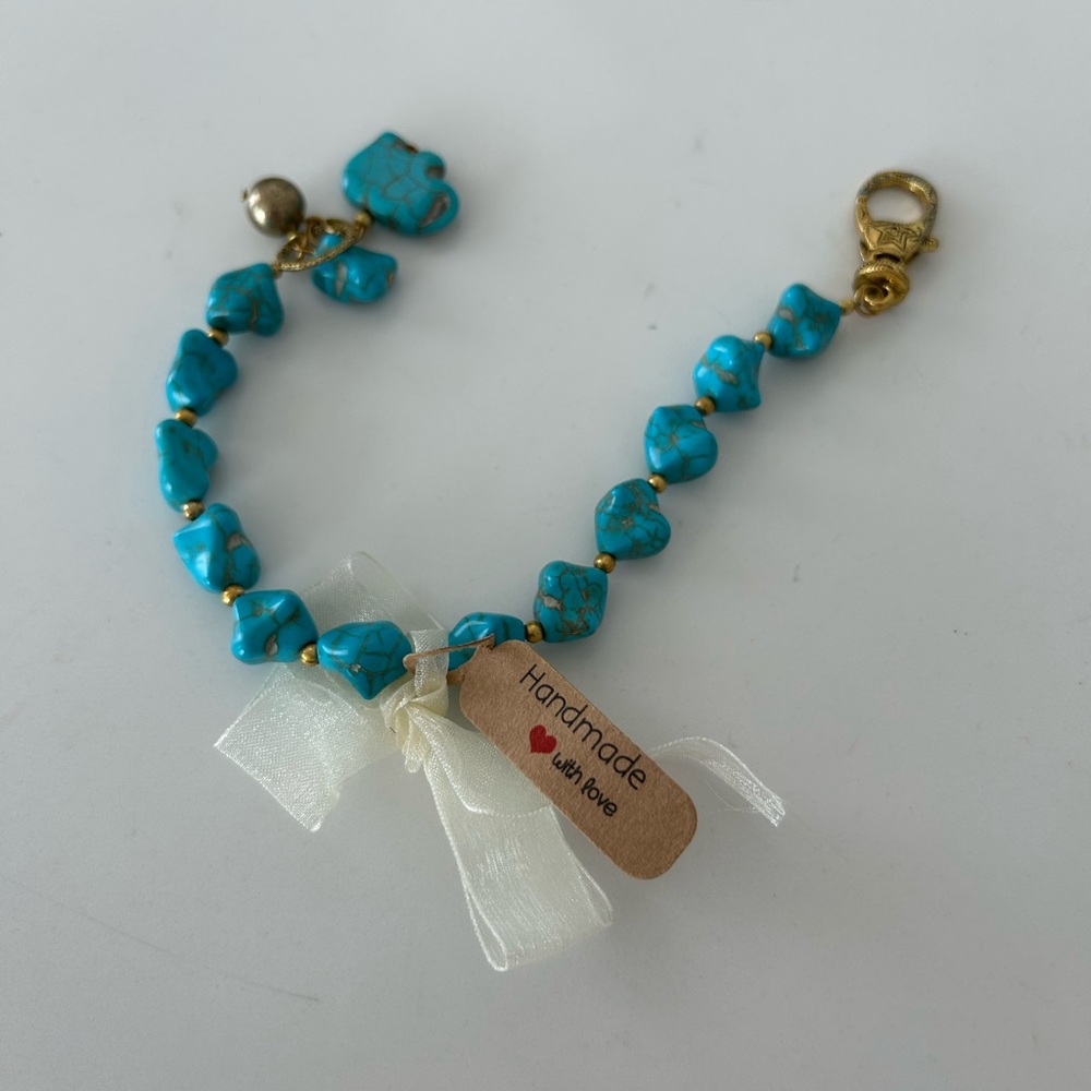 Turquoise Beaded Bracelet with Gold Accents